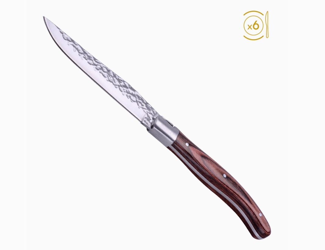 Laguiole Steak Knives Set of 6 Pieces - Pakka Wooden Handles