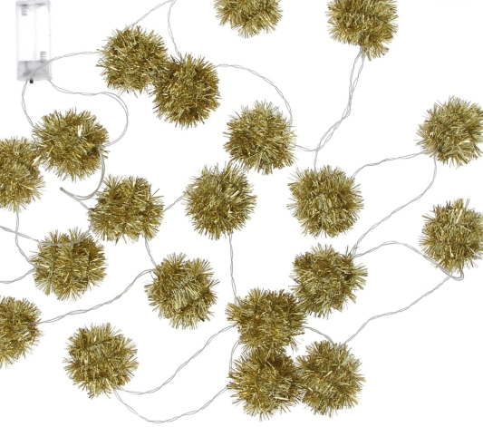 Gisela Graham Tinsel Ball String Lights Garland