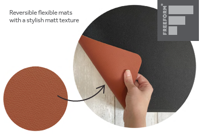 Freeform Navy and Grey Flexi Faux Leather Placemats Set of 2