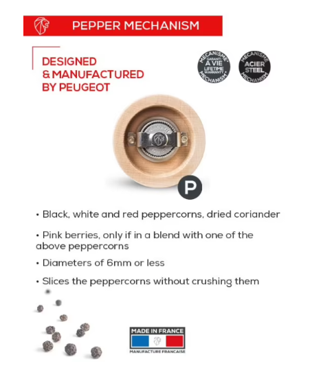 Peugeot Bali Fonte 8 cm Cast Iron Pepper Mill - Orange