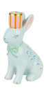 Talking Tables Hand-Painted Bunnies Ceramic Candle Holders Easter Decor Available in 2 colours