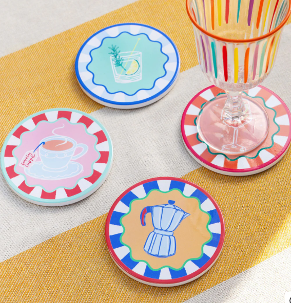 Talking Tables Bon Appetite Drink Icons Coasters, 4 Designs
