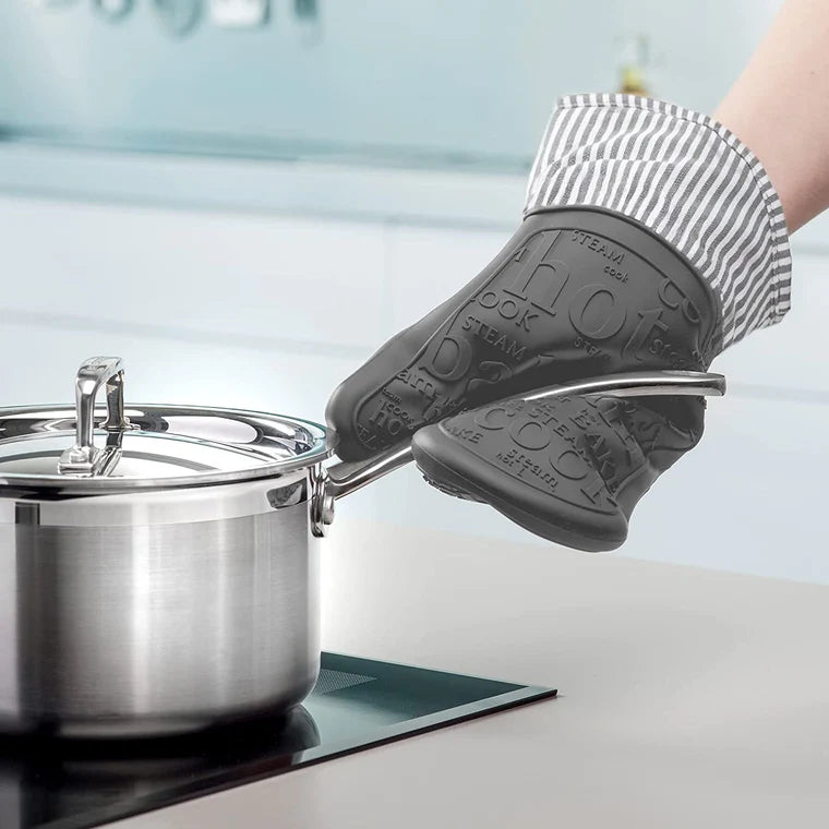Zeal SteamStop™ Silicone Single Stripe Oven Glove, Dark Grey