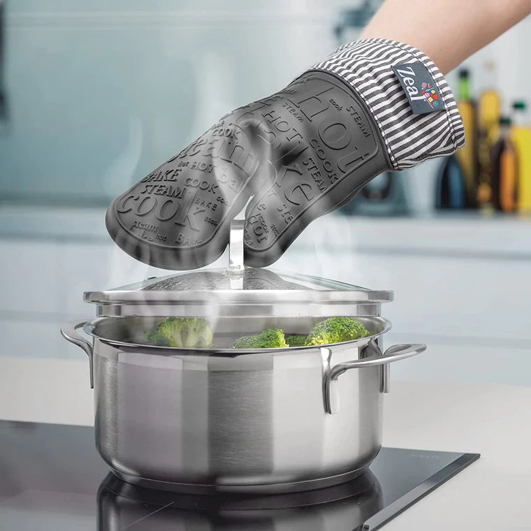 Zeal SteamStop™ Silicone Single Stripe Oven Glove, Dark Grey