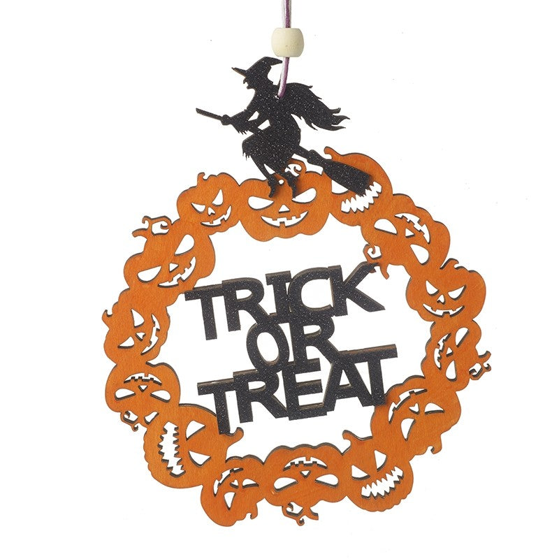 Heaven Sends Trick Or Treat Orange Hanger With Witch