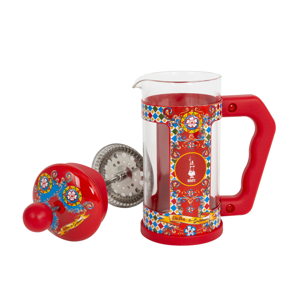 Bialetti X Dolce&Gabbana Sicilian Cart Coffee Press: Red 3 Mug / 8 Tazze / 1L