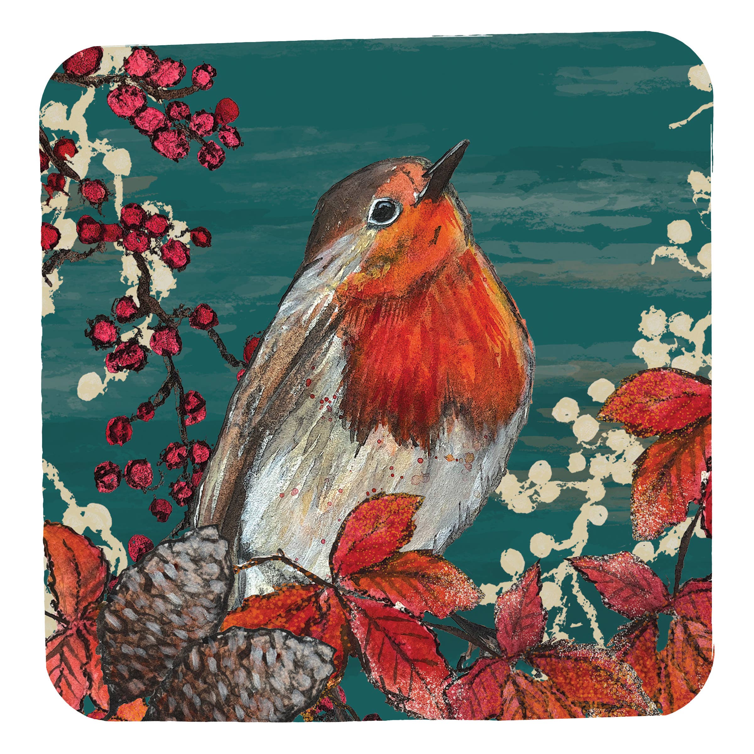 Dollyhotdogs Christmas Robin Coaster