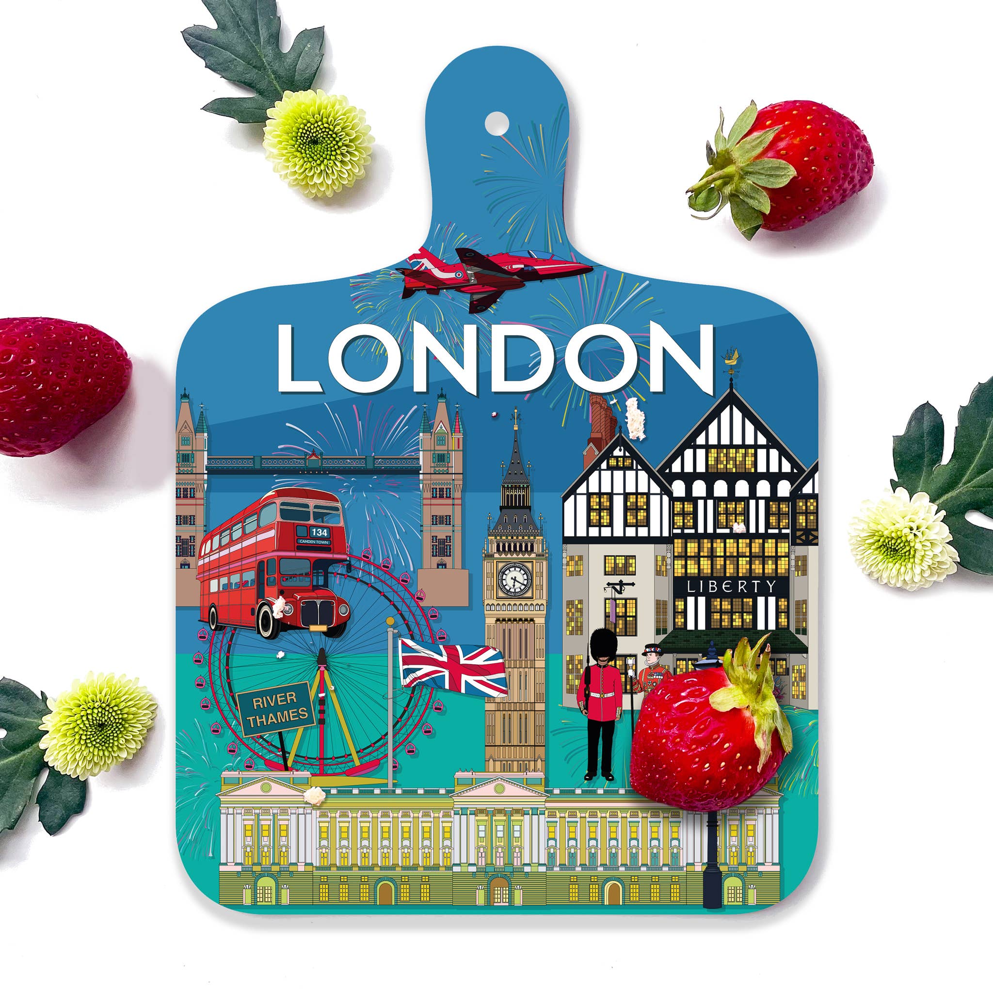 Bean & Bemble Cheese Board Double Sided Mini London Themed Gift Melamine