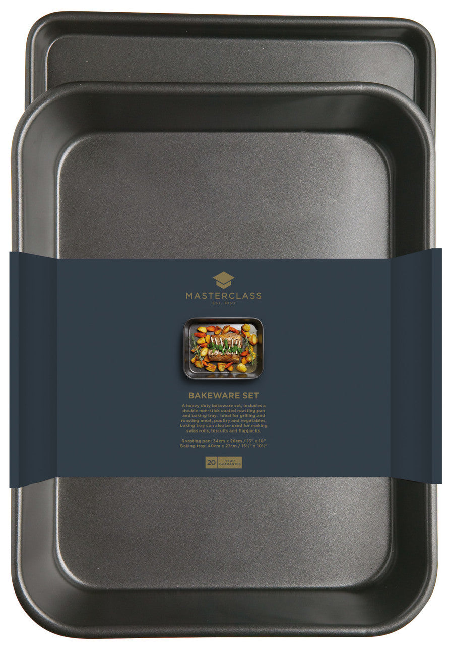 MasterClass Twin Pack - Non-Stick Roasting Pan and Oven Tray