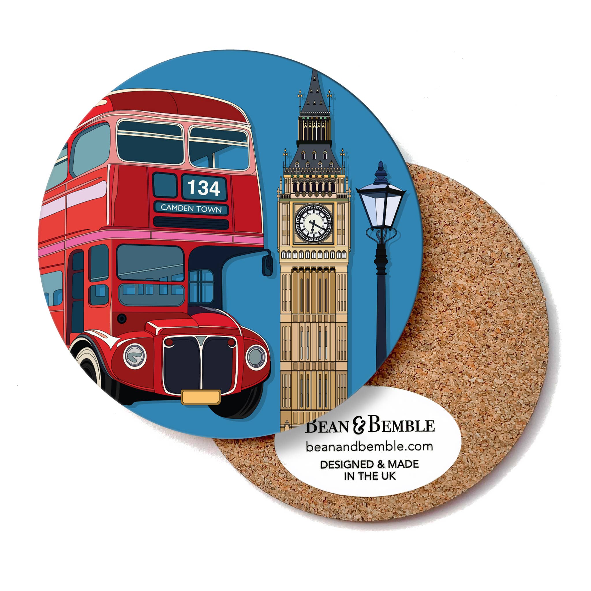 Bean & Bemble Coasters Box Set Melamine Wood London Transport Souvenir