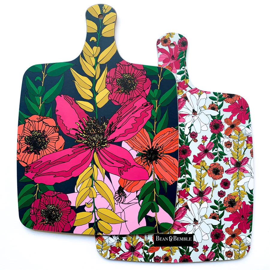 Bean & Bemble Cheese Board Double Sided LARGE Melamine Vivid Garden Blooms Floral