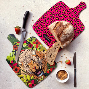 Bean & Bemble Cheese Board Double Sided Large Melamine Wild Cat Leopard Animal Print