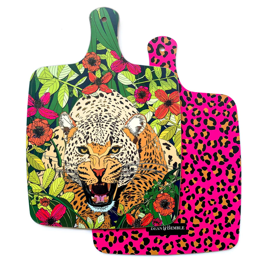Bean & Bemble Cheese Board Double Sided Large Melamine Wild Cat Leopard Animal Print
