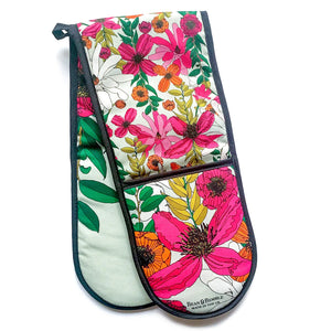 Bean & Bemble Double Oven Glove Double Sided Vivid Garden Blooms Floral