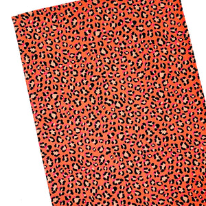 Bean & Bemble Wild Cat Leopard Print Coral Tea Towel