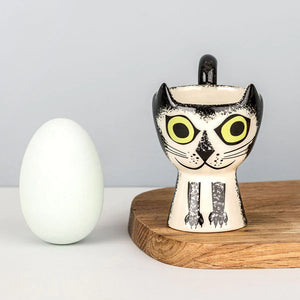 Hannah Turner Black And White Cat Egg Cup