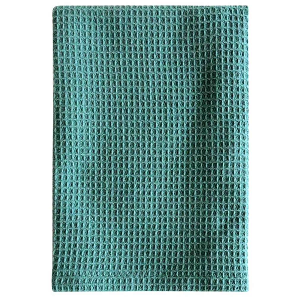 100% Cotton Waffle Weave Cleaning Towels - 4 Pack | Absorbent & Durable Towels for Kitchen & Home: Blue