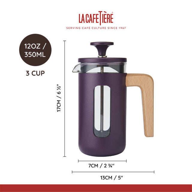 La Cafetière Pisa 3 Cup Cafetiere, Purple
