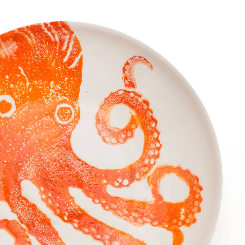 Creatures Supper Bowl Octopus Orange | Ceramic Supper Bowl