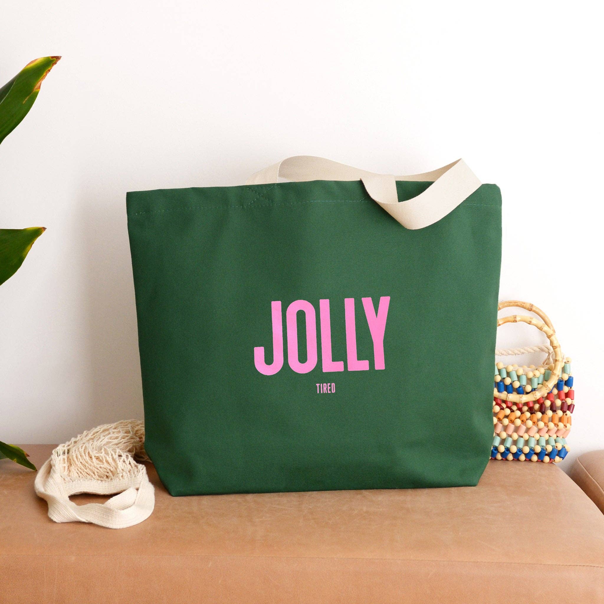 Alphabet Bags Jolly (Tired) - Forest Green Tote Bag