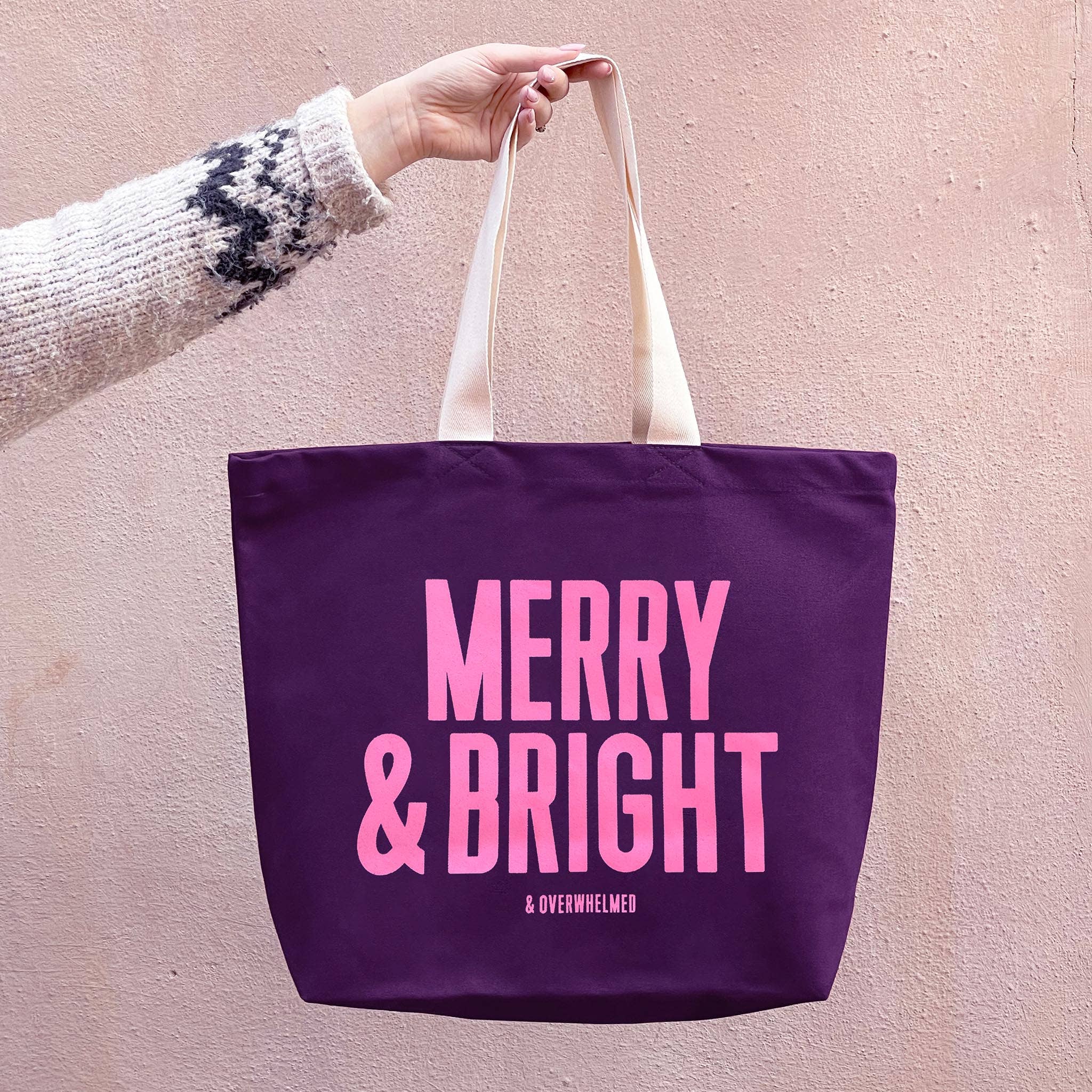 Alphabet Bags Merry & Bright (& Overwhelmed) - Plum Tote Bag