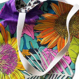 Bean & Bemble Shoulder Bag Large Reversible Premium Machine Washable Cotton Animal Print Floral Pattern