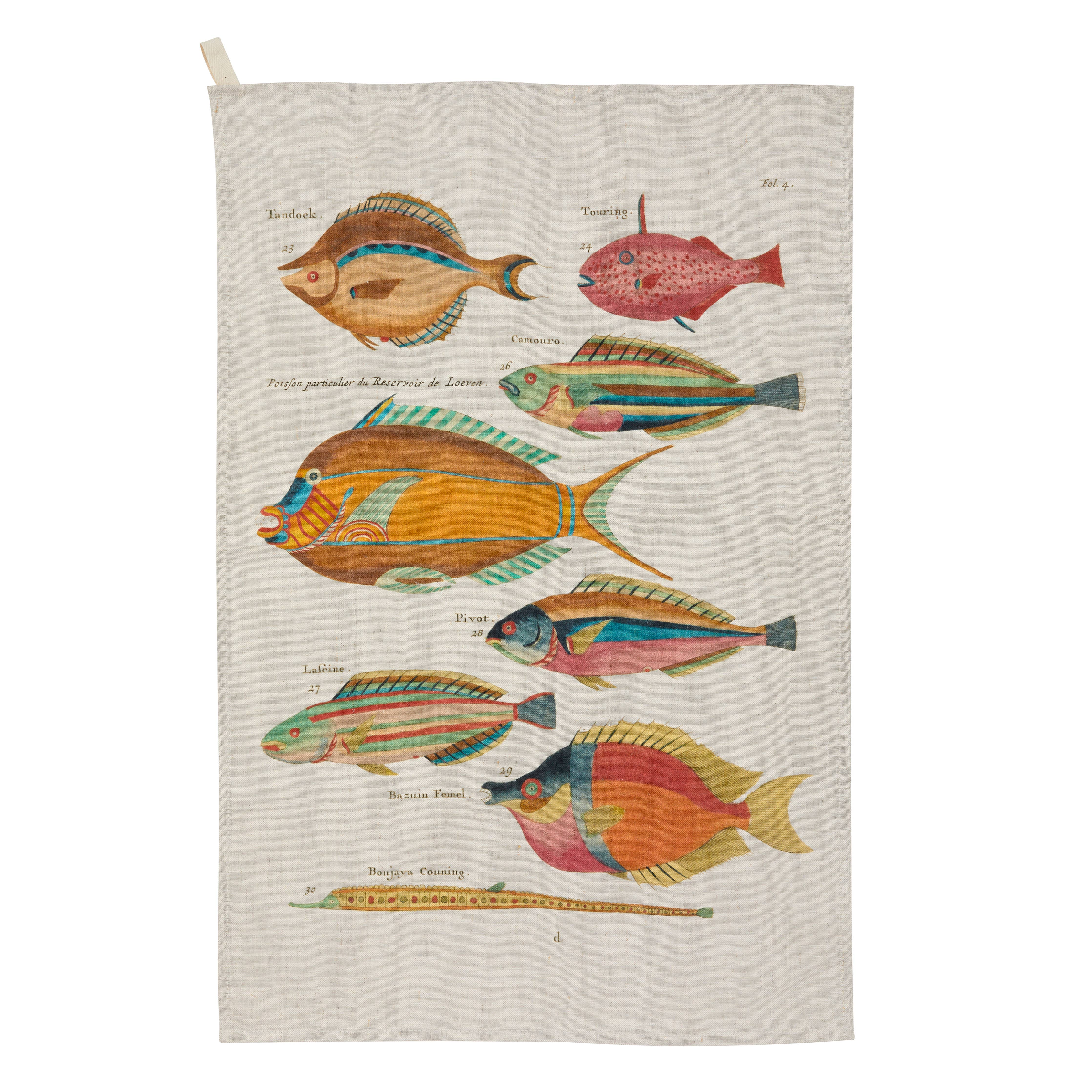 Blisshome Fantastical Fish Tea Towel 100% Linen - 47x73cm