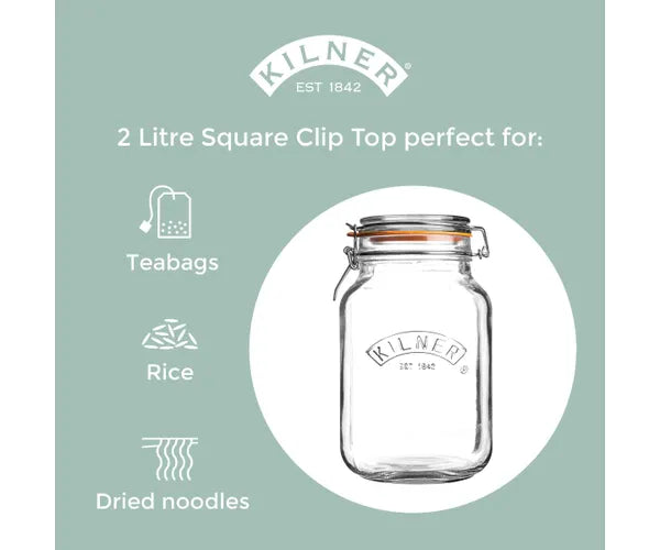 Kilner Clip Top Square Jar 2 Litre