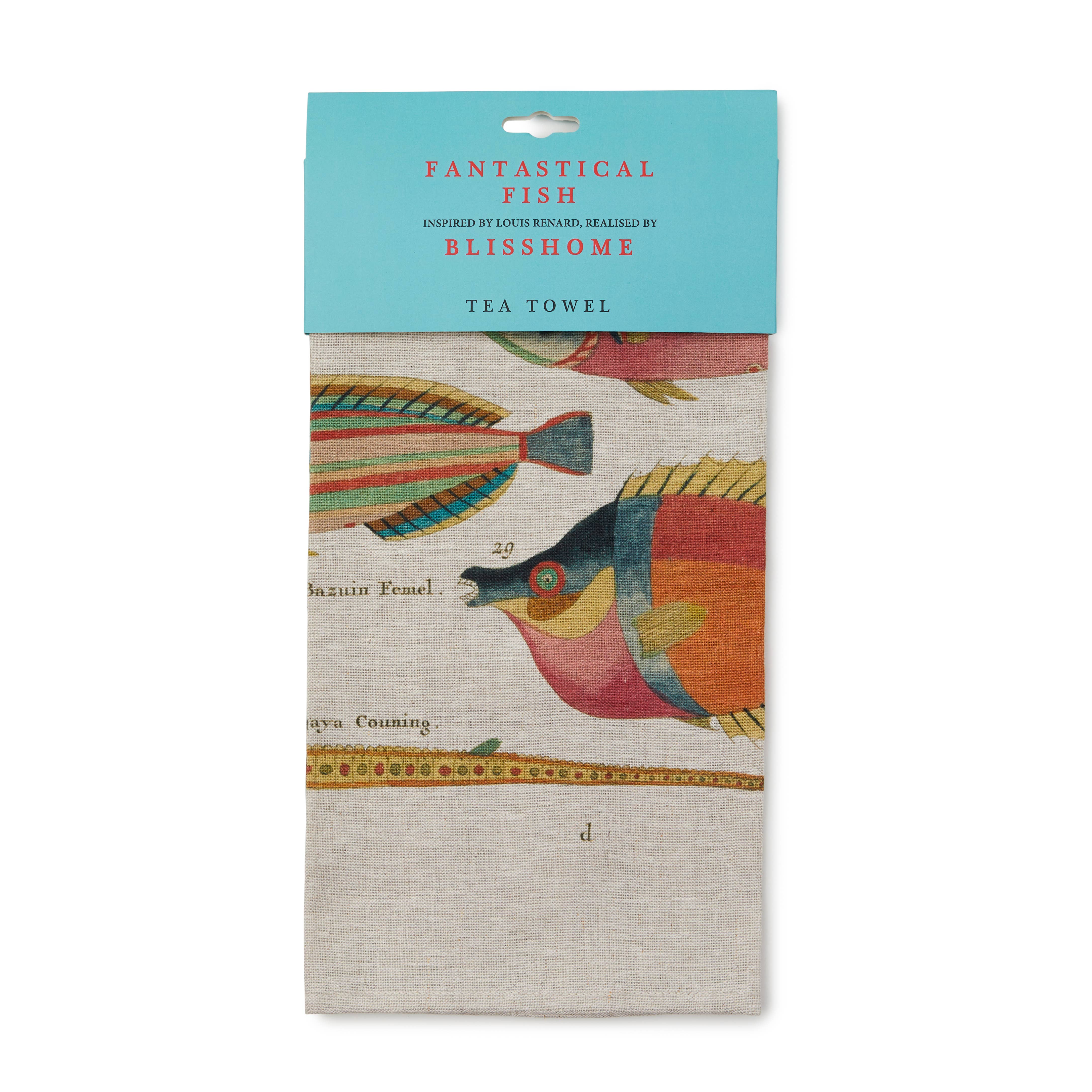 Blisshome Fantastical Fish Tea Towel 100% Linen - 47x73cm