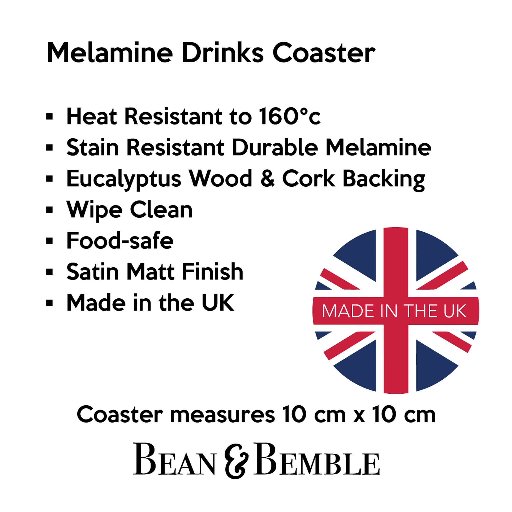 Bean & Bemble Coaster Melamine Wooden London Souvenir - Piccadilly Circus