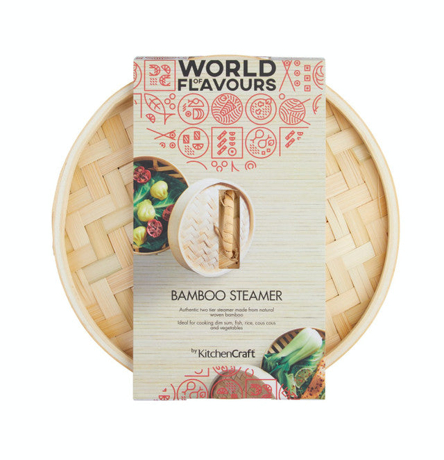 KitchenCraft World of Flavours Oriental Medium Two Tier Bamboo Steamer and Lid