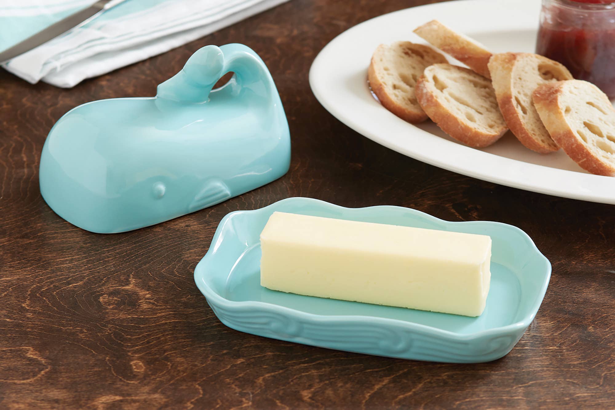 Fox Run Ceramic Whale Butter Dish, 4.5" x 7.25" x 4"