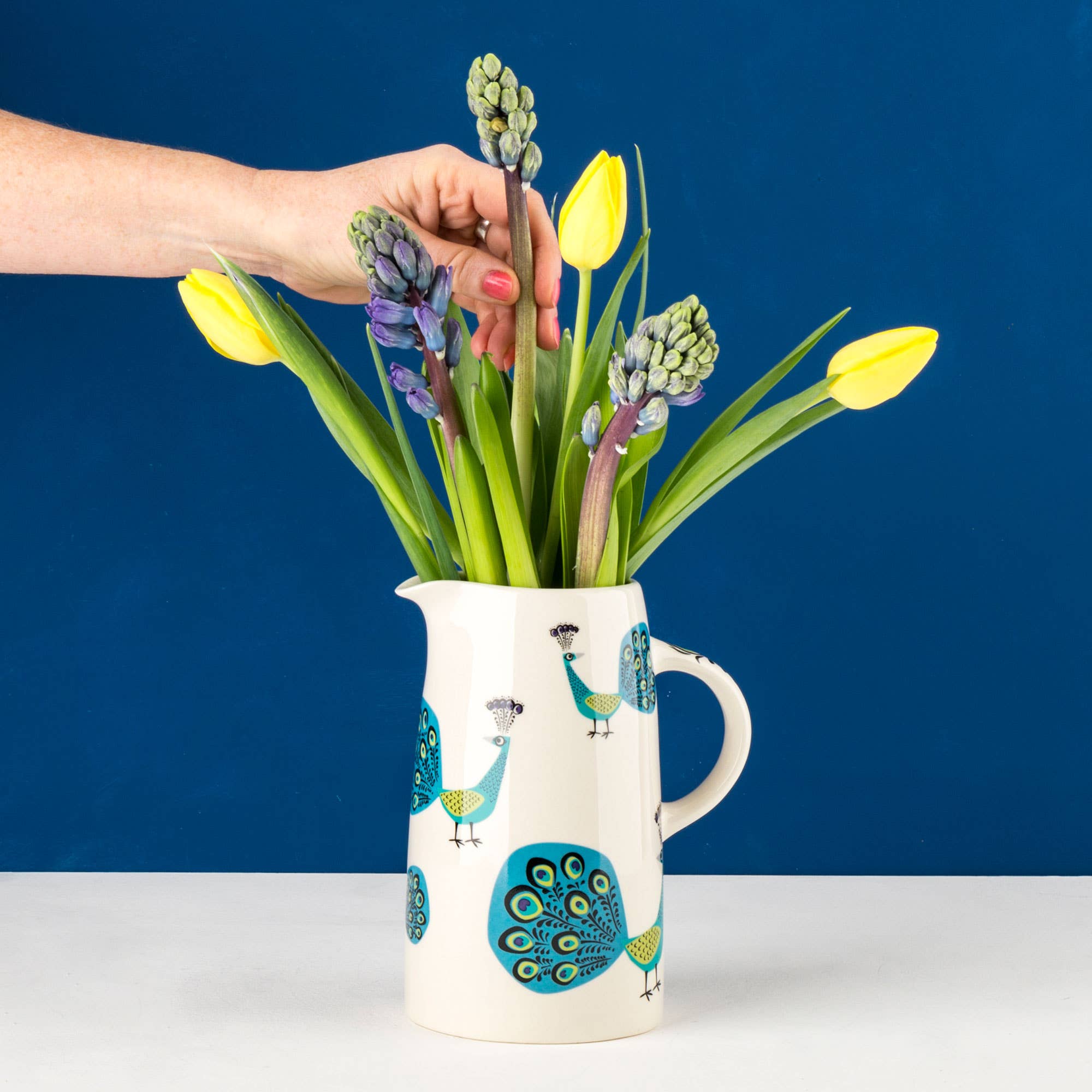 Hannah Turner Handmade Ceramic Peacock Tall Jug