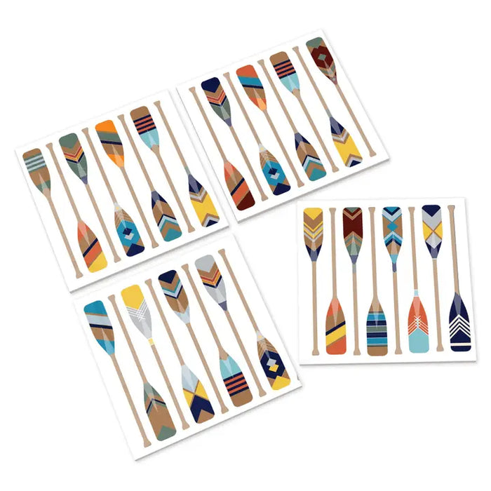 Mustard & Gray Oars Ceramic Coasters