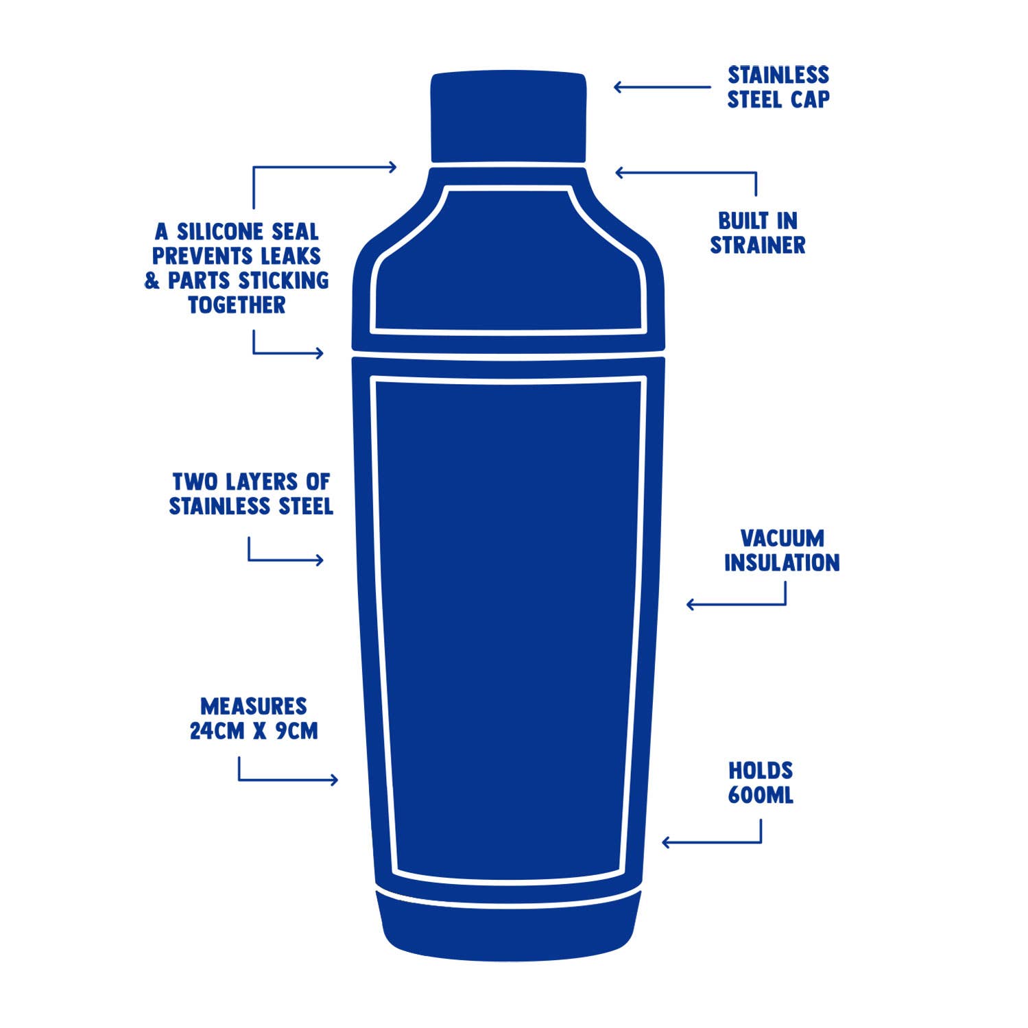 Uberstar Double Wall Vacuum Cocktail Shaker