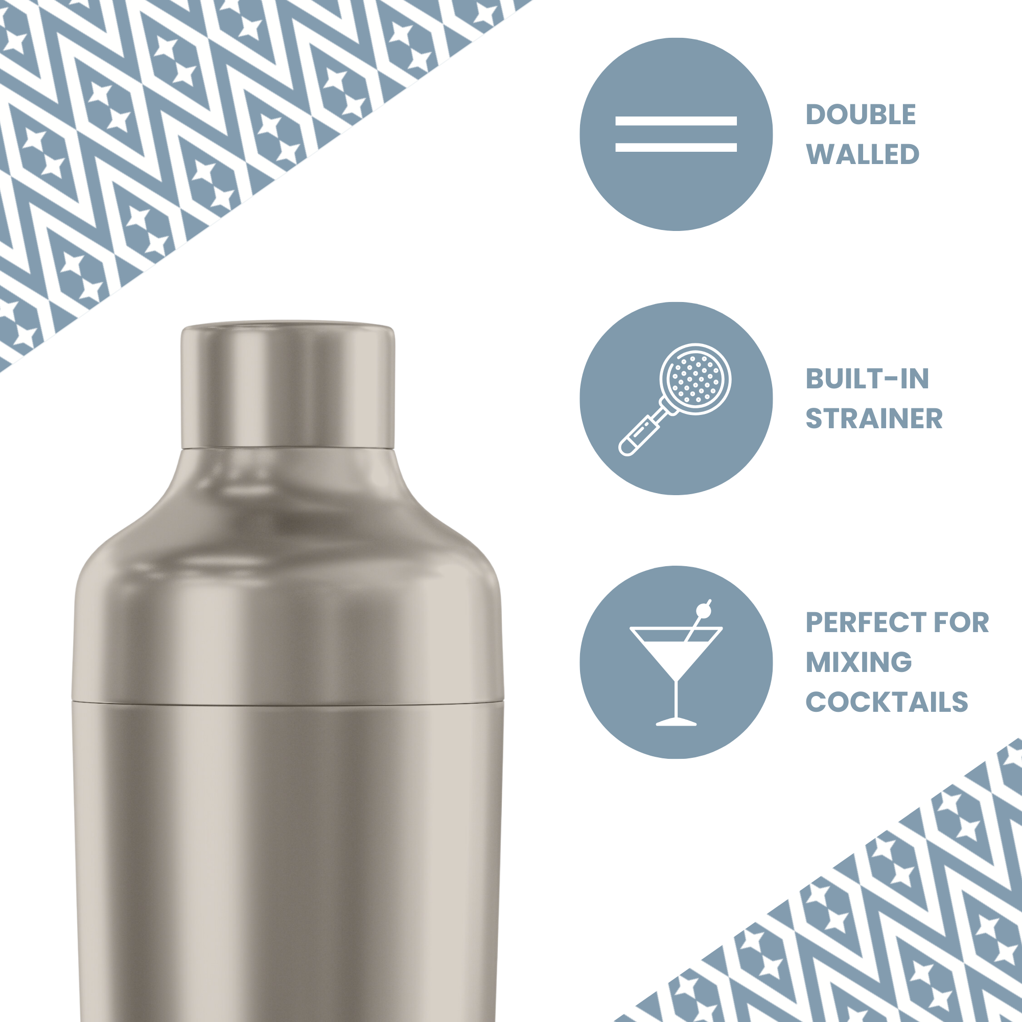 Uberstar Double Wall Vacuum Cocktail Shaker