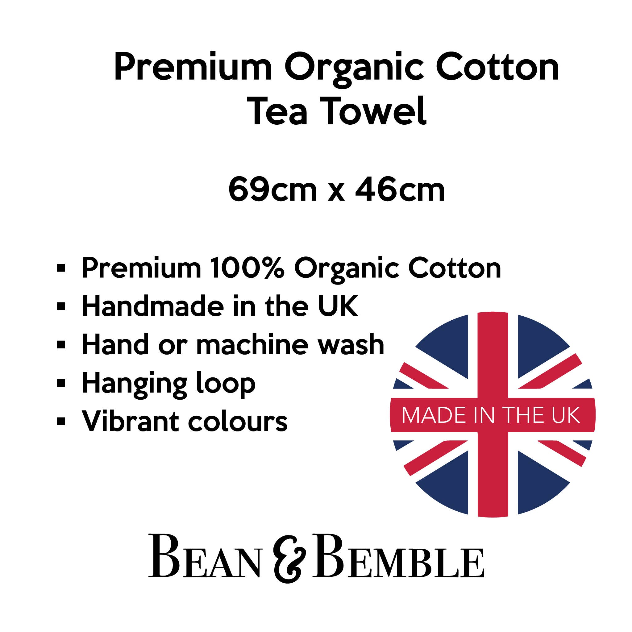 Bean & Bemble Tea Towel - UK Made - Colourful London - Organic Cotton