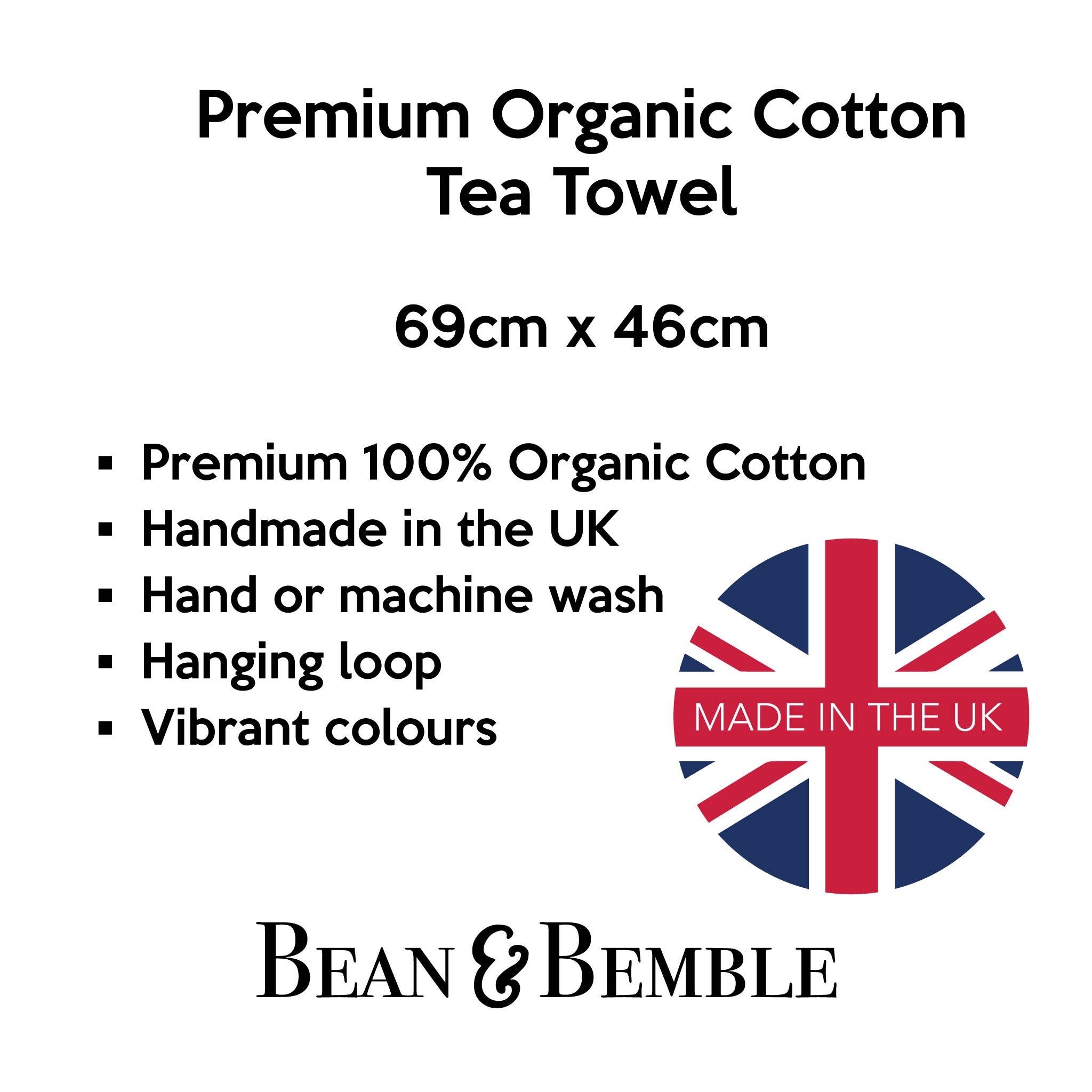 Bean & Bemble Christmas Dogs Patterned Organic Cotton British Tea Towel
