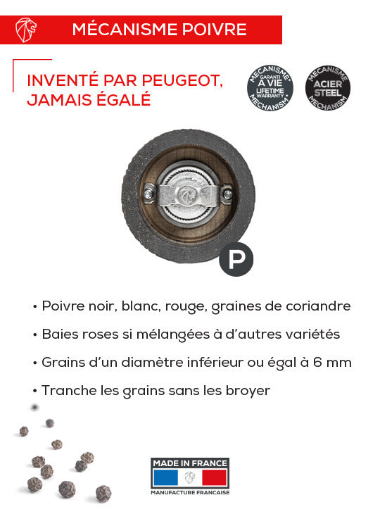 Peugeot Paris Nature Black Manual Upcycled Wooden Pepper Mill, 18cm