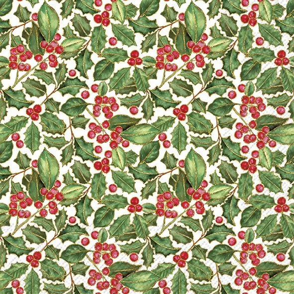 Holly Lunch Napkins 33x33 cm