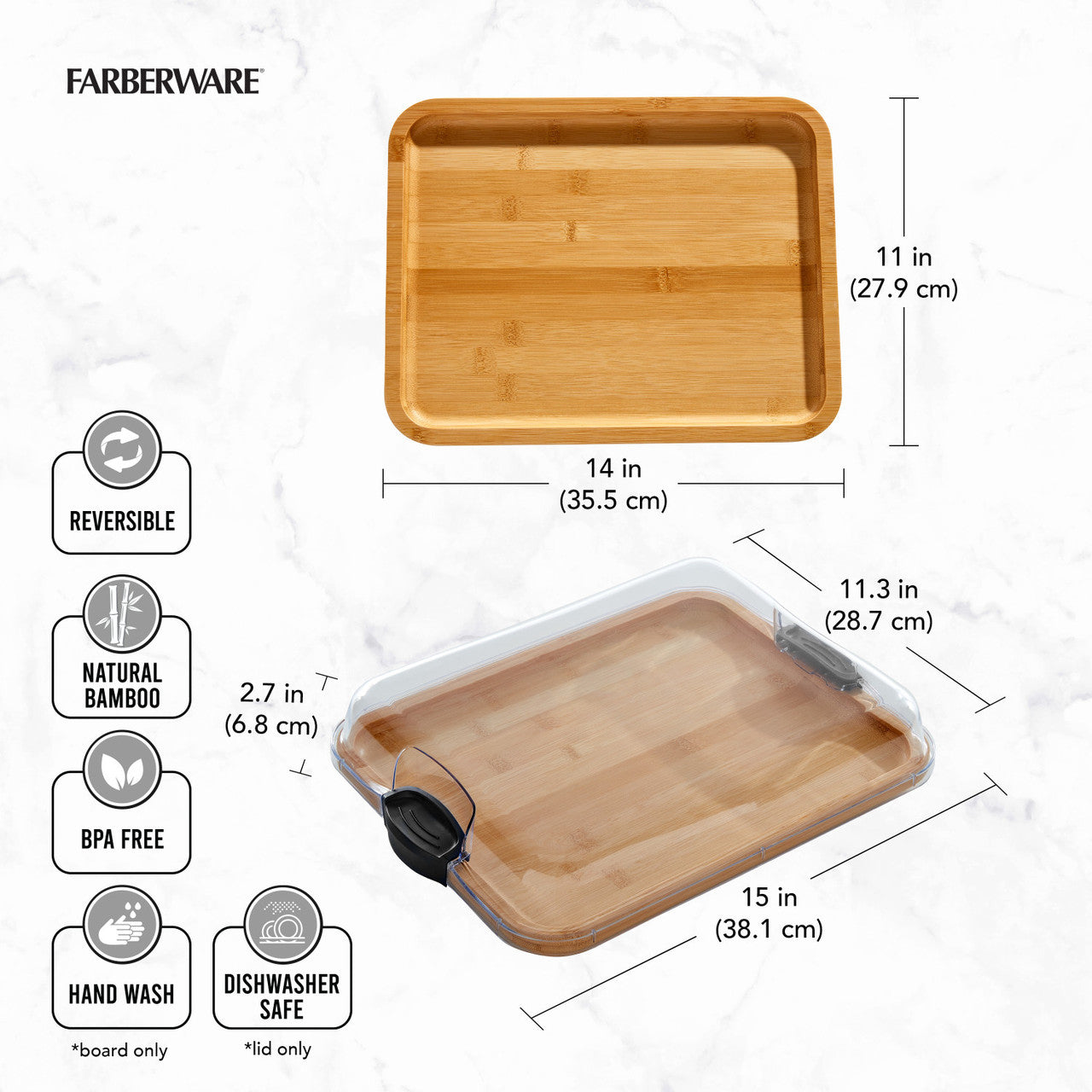 Farberware New Build-a-Board Bamboo Rectangular Board, 28 x 35.3CM