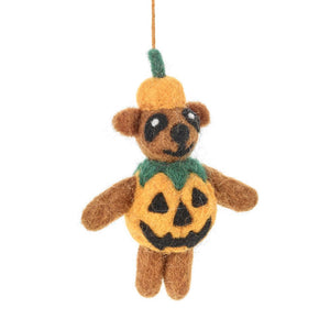 Felt So Good Handmade Felt Patrick the Pumpkin Bear Hanging Halloween Decoration