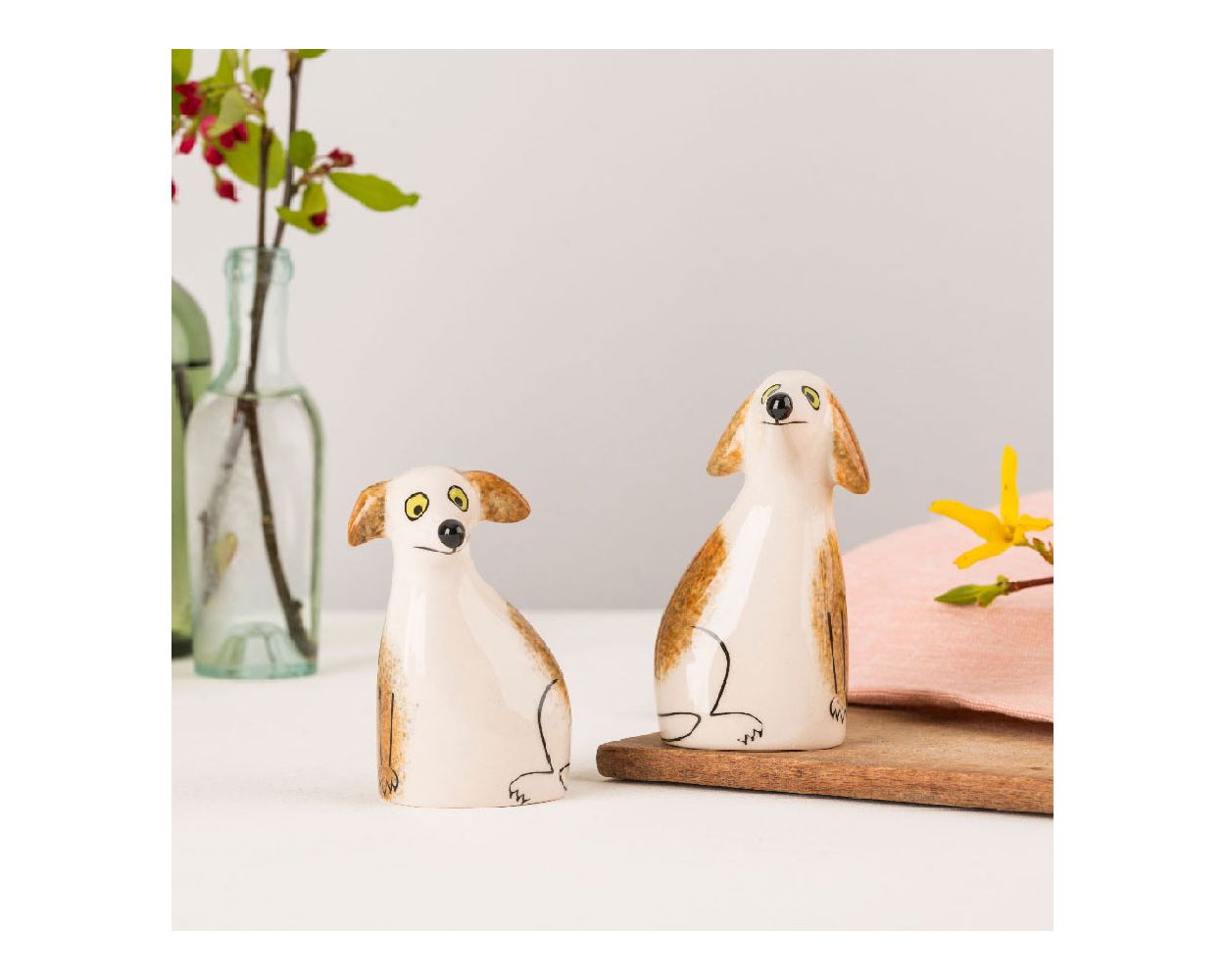 Hannah Turner Handmade Ceramic Scruffy Dog Salt and Pepper Shakers