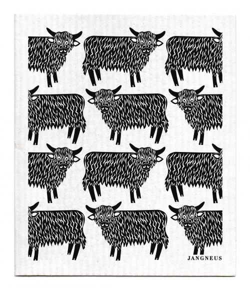 Jangneus Black Highland Cow Dishcloth