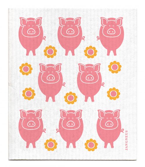 Jangneus Blush Pink Pigs Dishcloth