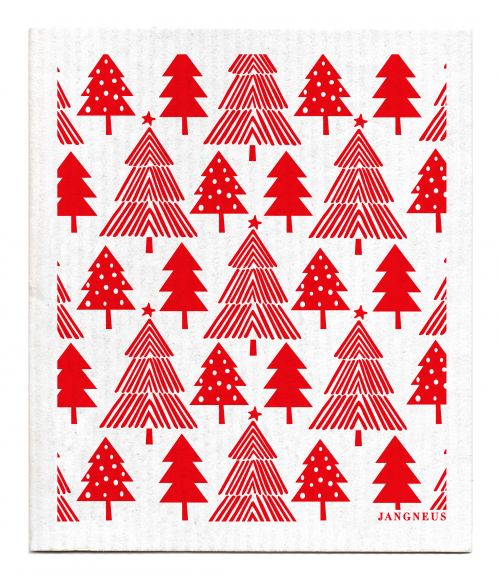 Jangneus Red Christmas Forest Dishcloth