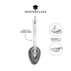 MasterClass Stainless Steel Measuring Spoon Set, 6 Pieces