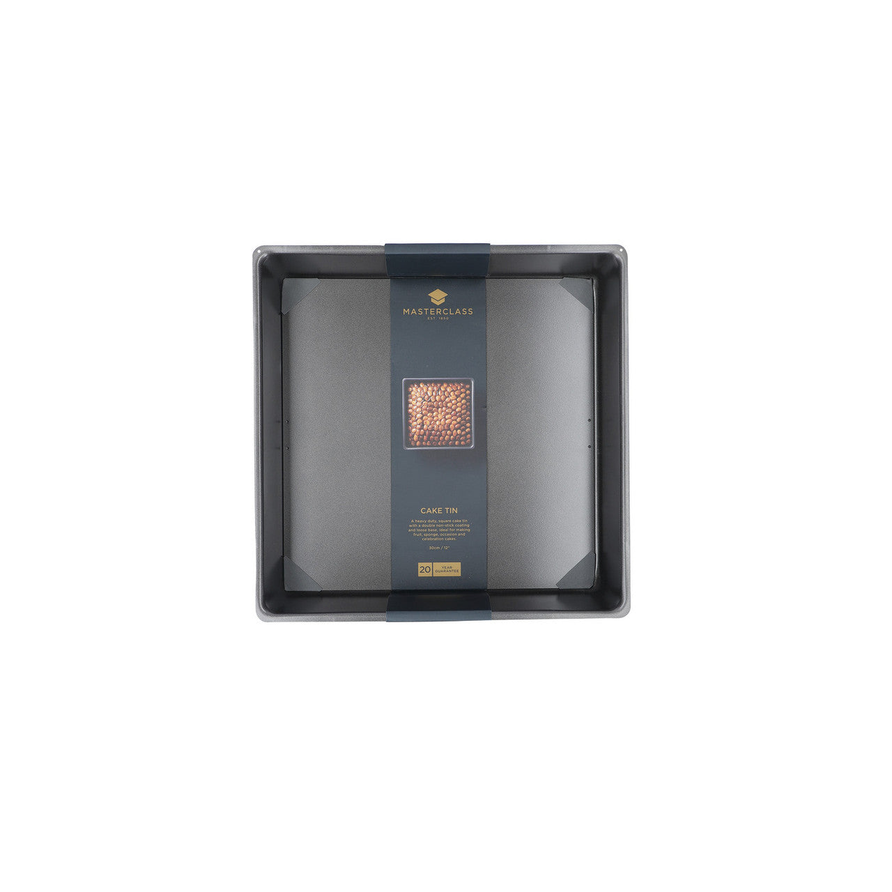 MasterClass Non-Stick Square Loose Base Deep Cake Pan, 30cm