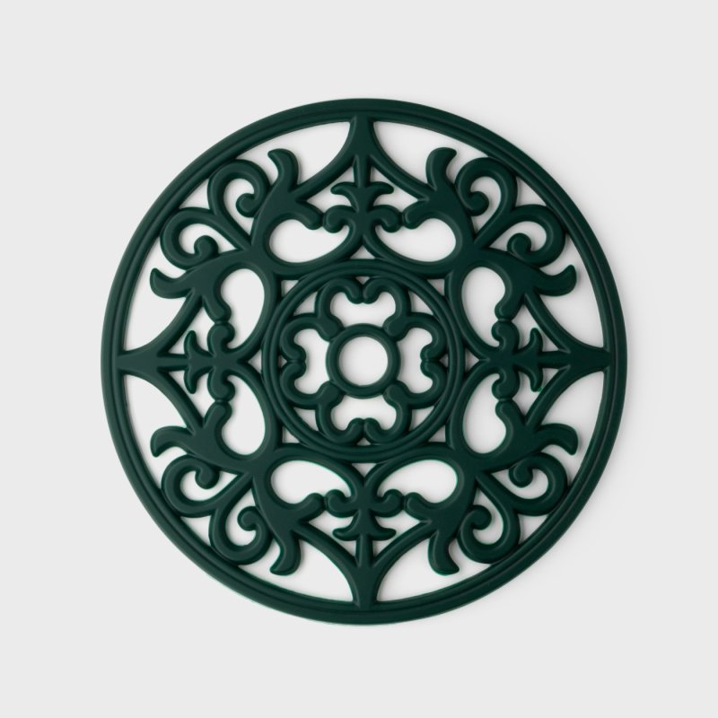 Vintage Round Silicone Trivet & Placemat, British Racing Green