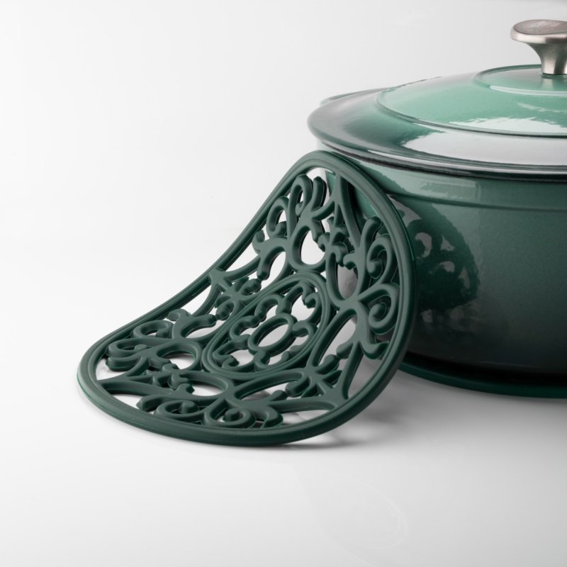 Vintage Round Silicone Trivet & Placemat, British Racing Green